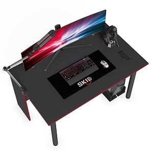 Игровой компьютерный стол SKILLL SSTG 1385.1, антрацит/красный, 1360х850х750 мм